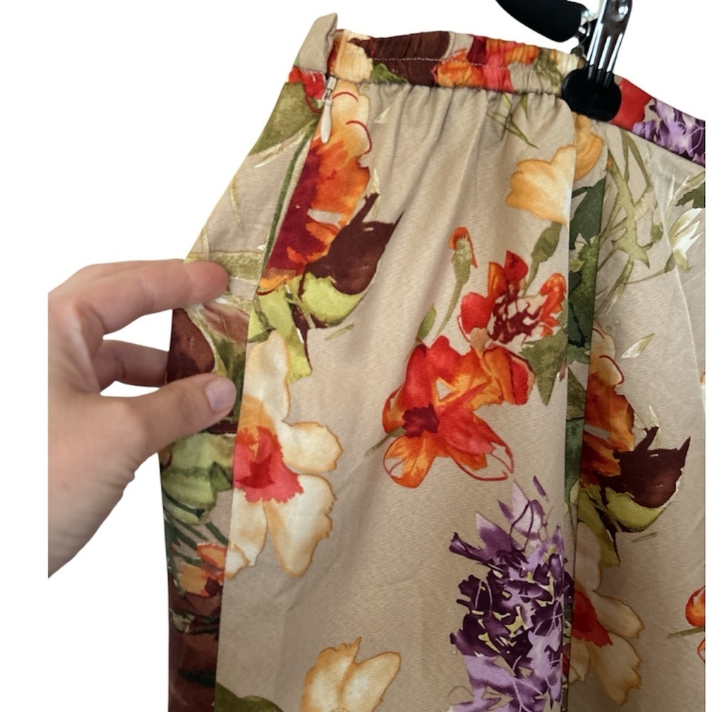 Talbots Silk Wool Floral Midi Skirt Plus Size 24W Petite Luxury Coastal - Picture 4 of 12